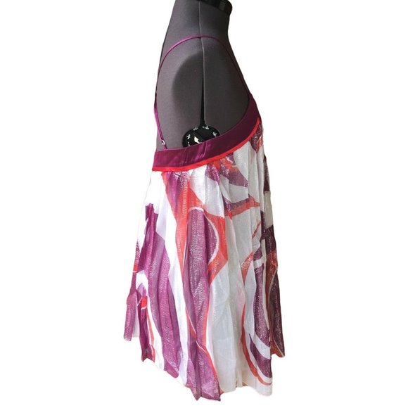 Bebe Spaghetti Strap Top Shimmer White Purple Red S Sheer Layered Baby Doll - Picture 6 of 10